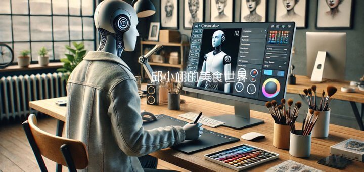 設計師正在輸入文字提示進行AI圖像生成